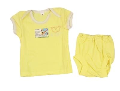 Літній костюмчик з вишивкою Ведмедик, р. 68, кулір, жовтий