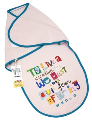 Пелюшка-кокон (європелюшка), інтерлок  кремова з написами (5924183)