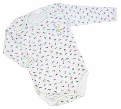 Боди с длинным рукавом (рибана), р. 80 Цветочки с салатовым 9451302768