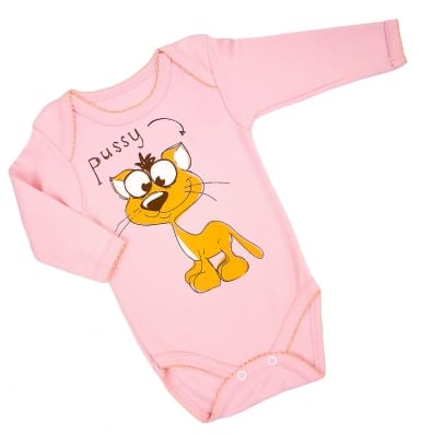Боді-човник однотонний, зріст 62 з малюнком Лев Pussy 6158392407