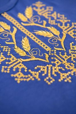 Літній боді-маєчка для малюка з вишивкою, фуликра 74 см синій