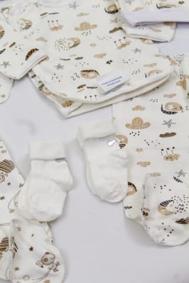 Готовий набір у пологовий 10 предметів, р.56 Звірятки на молочному