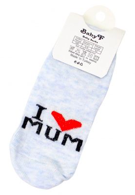 Шкарпетки дитячі 0-6 міс однотонні I love Mum світло-блакитні