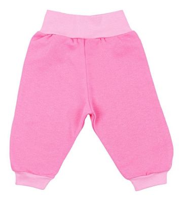Детские теплые штанишки однотонные, р. 62 футер Розовые