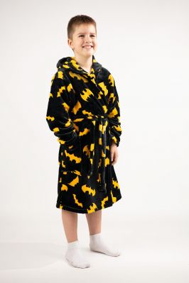 Халат дитячий банний із велсофту чорний