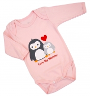 Боді-човник однотонний, зріст 62 з малюнком Пінгвини Love My Mummy 5821407963
