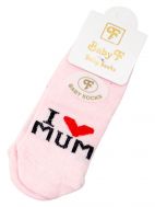 Шкарпетки дитячі 0-6 міс однотонні I love Mum рожеві