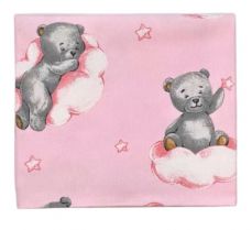 Пеленка фланелевая байковая, 90x80см Мишка на облачке розовый