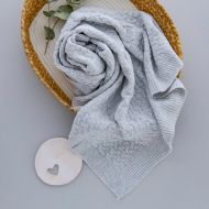 В’язаний плед для новонародженого (Natural Wool), демісезонний, 90×75 см Сірий