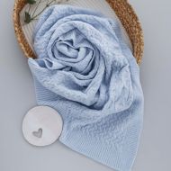 В’язаний плед для новонародженого (Natural Wool), демісезонний, 90×75 см Блакитний